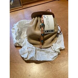 Austin Collection Tan Suede Crossbody Pouch Bag Turquoise Buckle Made in Texas